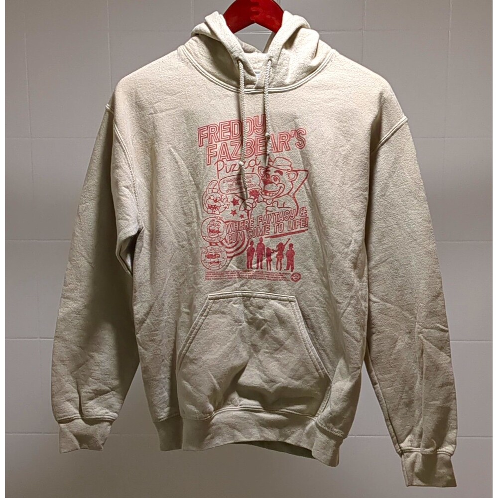 Gildan Heavy Blend Freddy Fazbear Graphic Fleece Pullover Hoodie Beige S